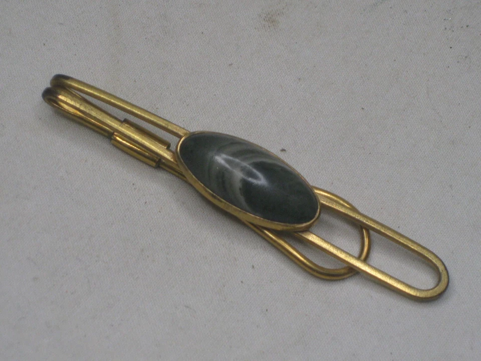 Clip de broche de barra de corbata joyería roca pulida piedra natural vintage Foto 3 de 4