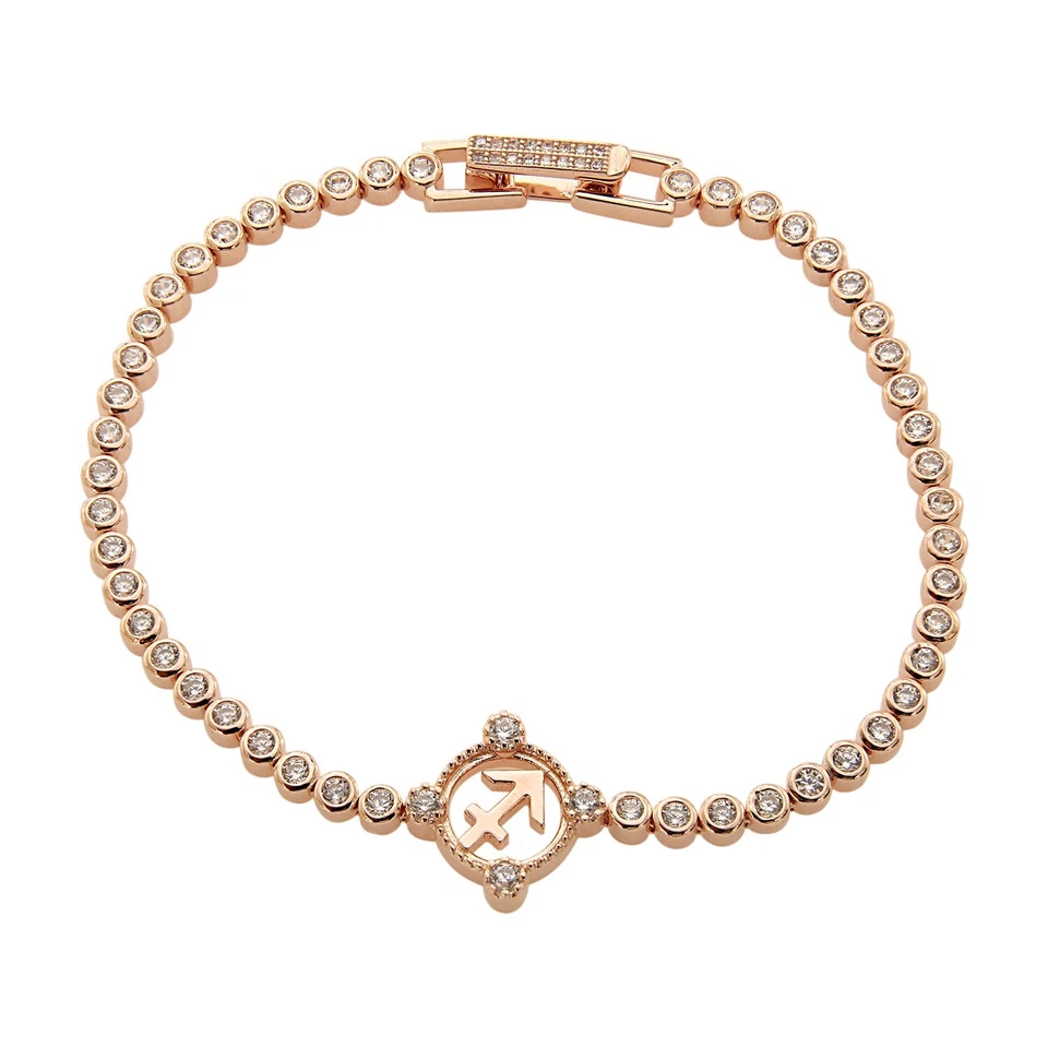 4.25 Ct Round Simulated Diamond Cross Anchor Tennis Bracelet 7" Rose Gold Plated - Image 3 of 4