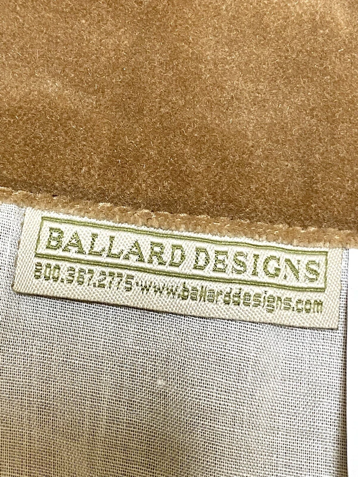 Pair Ballard Designs Velvet Grommet Lined Drapes Panels Curtains Sand 54x84 NEW - Image 3 of 4