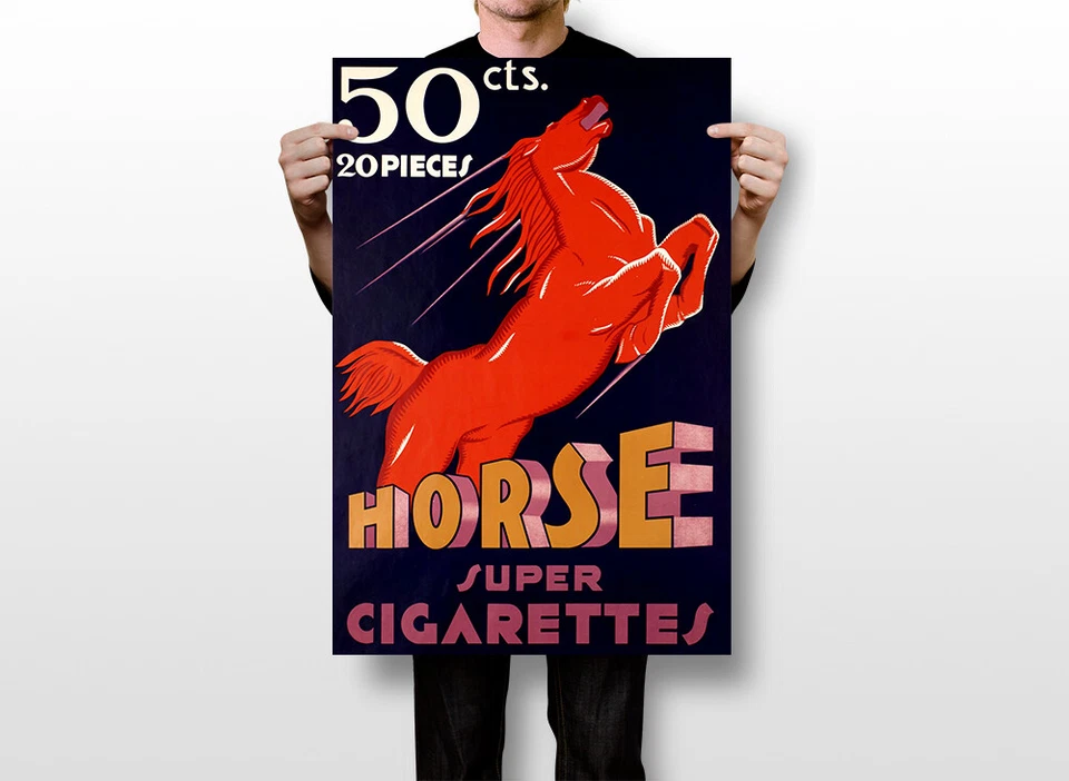 Caballo Cigarrillos Suizos 1930 Original Vintage Arte de Pared Decoración del Hogar - PÓSTER 20x30 Foto 2 de 4