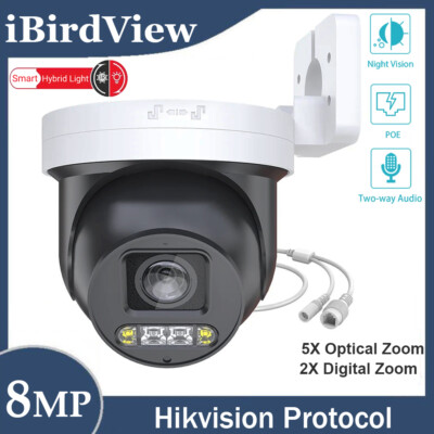 Hikvision Kompatibel 8MP 4K 5XZoom PTZ Kamera Dual Light ColorVu IR 2-Wege-Audio