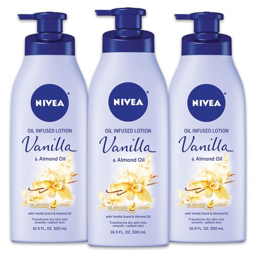 Nivea Oil Infused Vanilla Almond Oil Body Lotion 24 Stunden Feuchtigkeitscreme 3er Pack