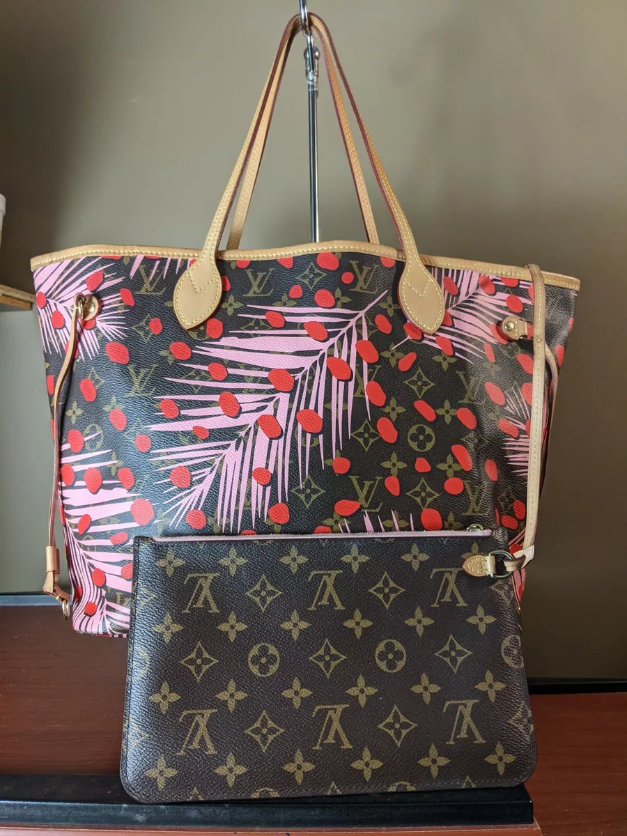 Auth Louis Vuitton Neverfull NM Tote Limited Edition Monogram Jungle Dots MM