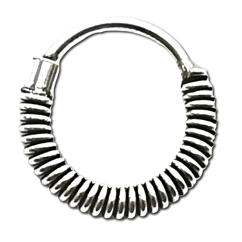 Anello Naso Spirale Bobina Argento Sterling 925 Cerchio Setto Daith Piercing ... - Immagine 2 di 4
