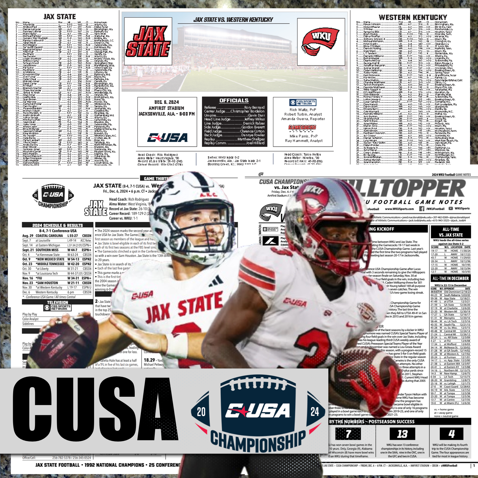 2024 Jax St vs W Kentucky CUSA CHAMP - Game Flipcard & Program Notes Football