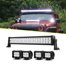 22 Led Light Bar Spot Flood 4 Pods Offroad For Jeep Wrangler Cj Jk Lj Tj