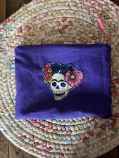 Small Skull With Flowers Handmade Makeup Bag NWOT