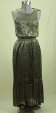 Banana Republic Metallic Gold Maxi Dress Size 2 Hi Low Blouson