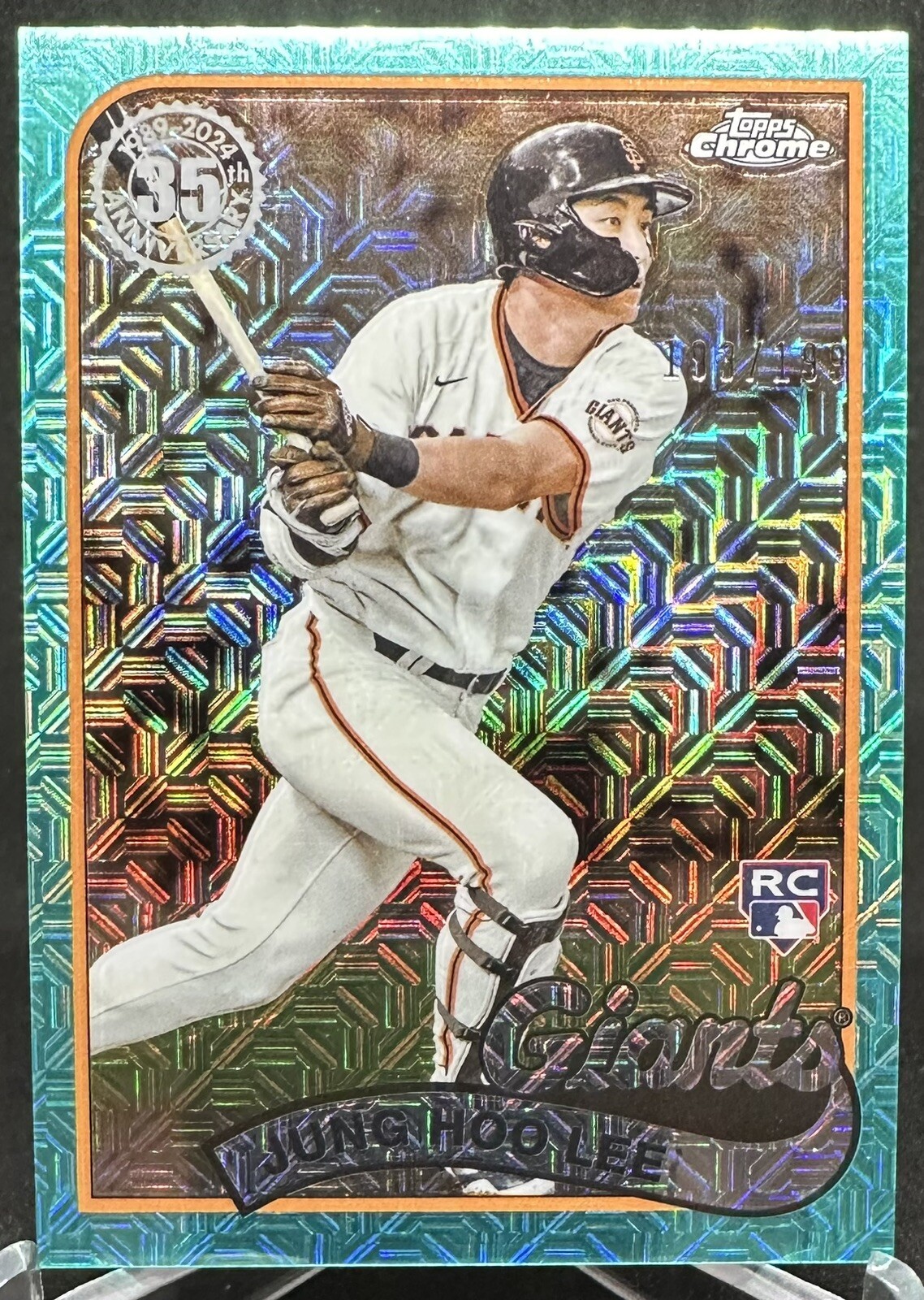 Jung Hoo Lee 2024 Topps Series 2 Silver Pack 1989 Chrome Promo Rookie Aqua /199