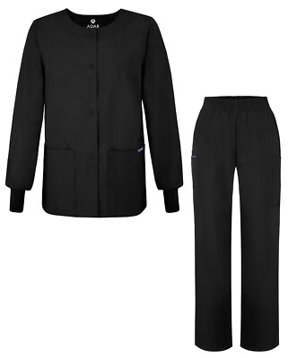 Adar Universal Women Scrub Set - Warm-Up Scrub Jacket and Elastic Pull-On Pants