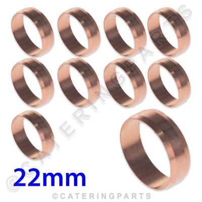 PACKUNG 10 x 22 mm KUPFER OLIVEN SCHLAUCH ROHRVERSCHRAUBUNGEN GAS PILOTROHRE SANITÄR