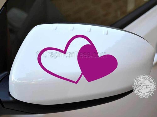 Calcomanía gráfica de vinilo con espejo de ala de doble corazón para automóvil, pegatina parachoques femenino - Imagen 5 de 9