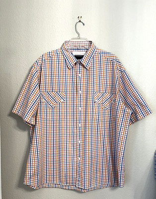 Roca Wear Shirt Men's 3XL Plaid Short Sleeve Pockets Embroidered Logo Cotton