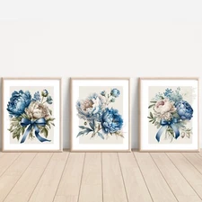Set of Peony ART PRINTS Wall picture Home Art (A4, Unframed)