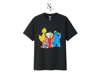 Uniqlo x Kaws x Sesame Street - Group #2 T Shirt in Black Size Medium NEW FW18