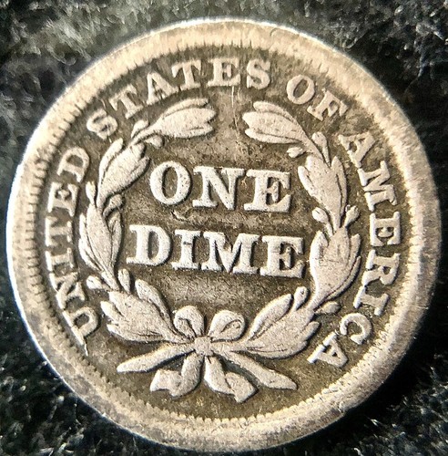 1856 Seated Liberty Dime 10c LARGE DATE Choice 90% Silver US Coin - Picture 4 of 5