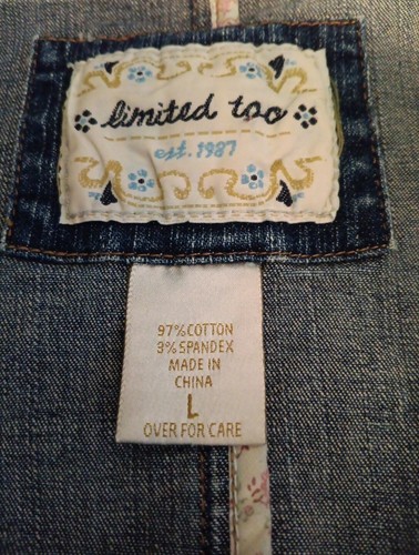 Limited Too Jean Jacket Youth Girl Denim Stretch Pocket Button Youth Large - Picture 8 of 8
