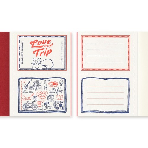 Traveler's Company Love and Trip quaderno da viaggio formato passaporto rosso con ricarica - Foto 11 di 12