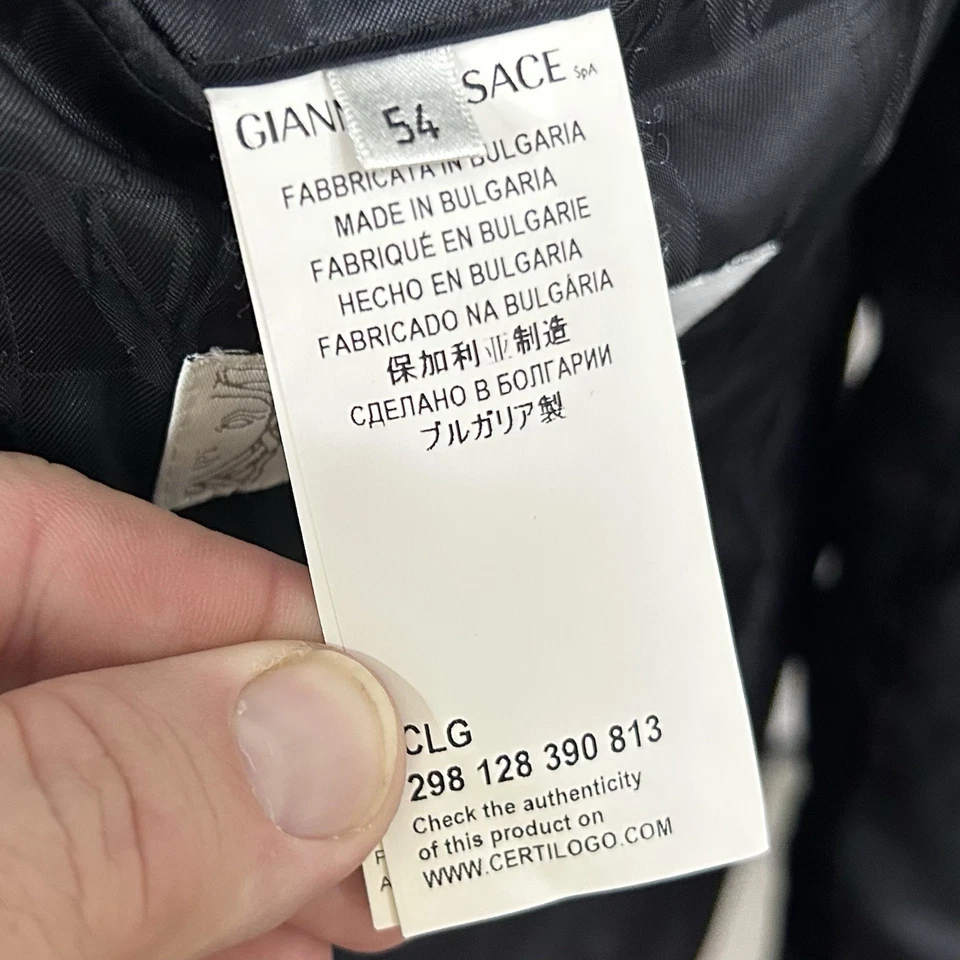 Versace Collection 44R Sport Coat 100% Wool Gray Herringbone Two Button Vented - Image 4 of 4