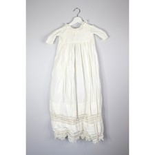 Vintage Christening Gown Set Kids 4p White Fair Lace Eyelet Embroidery Bonnet