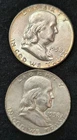 2 FRANKLIN HALF DOLLARS == 1958 & 1958 D == HI-GRADE == 90% SILVER