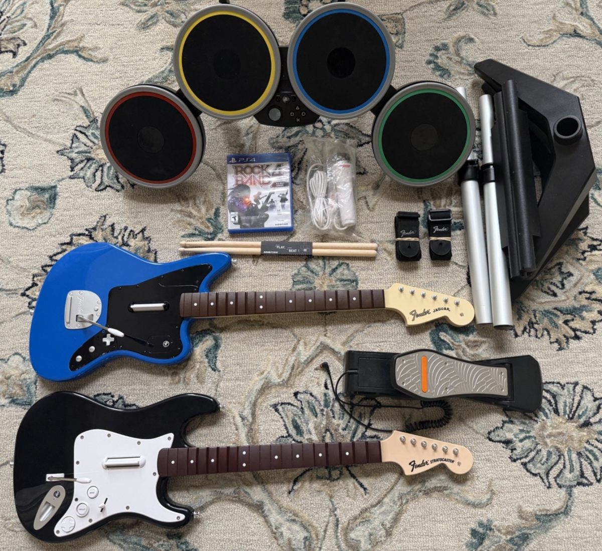 Rock Band 4 PS4 PS5 Rivals Bundle Guitars Drums Game Mic 
