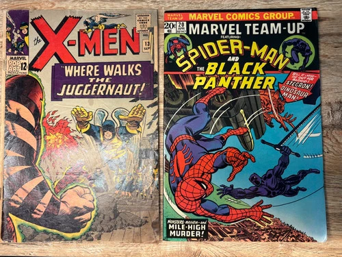 Two vintage Marvel comic books. X-Men & Spider Man