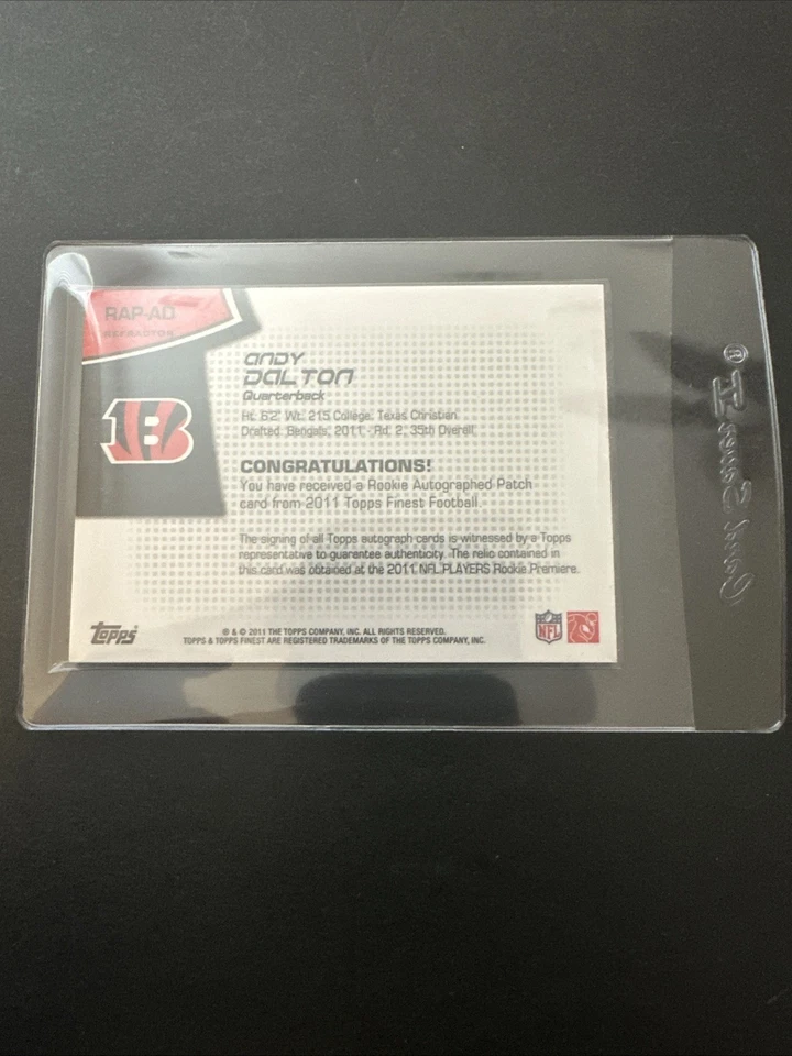 2011 Finest #RAP-AD Andy Dalton Rookie Patch Autographs Gold Refractors #/50 - Image 3 of 3