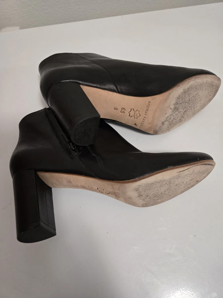 Loeffler Randall 女式黑色皮革踝靴粗跟侧拉链尺寸 6.5 B — 第 4/4 张图片