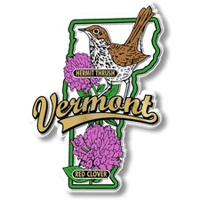 Vermont State Bird and Flower Map Magnet by Classic Magnets