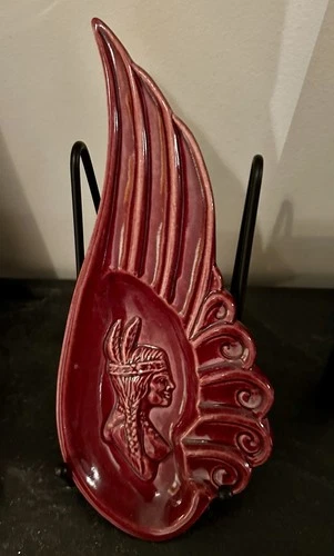 Red Wing Pottery  "PRETTY RED WING"  Ashtray (Rare Indian Maiden Version)