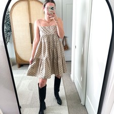 Levi's Beige Pattern Tiered Mini Dress