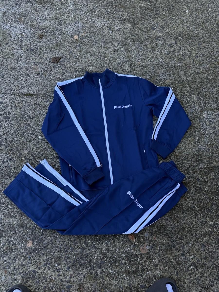 Palm Angels Men's Navy Striped Tracksuit Set Jacket & Pants Zip