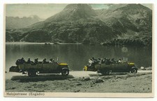Maloja Strasse engadin Swiss Alps Old Tour Cars Switzerland Postcard