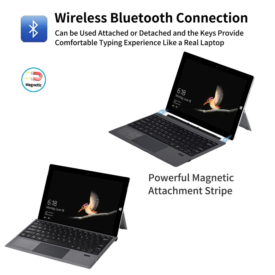 Bluetooth 5.3 Wireless Magnetic Keyboard with Touchpad for Microsoft Surface ... - Image 3 of 4