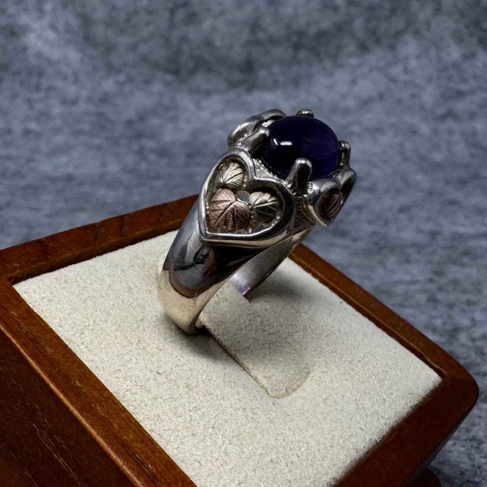 Anillo de plata esterlina Black Hills oro 12k amatista talla 9 joyería patrimonial de colección Foto 2 de 4