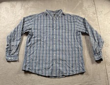 Eddie Bauer Mens Size XL Wrinkle Free Classic Fit Button Down Shirt Blue Plaid