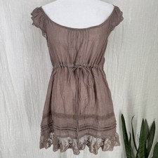 Brown Tiered Boho Forest Fairy Off Shoulder T...