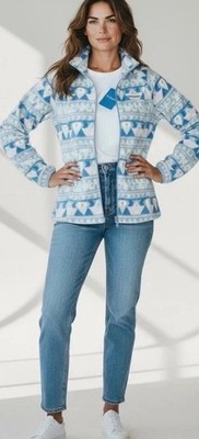 Columbia Women's Sawyer Rapids Printed Full Zip Blue Fleece Jacket Size XS