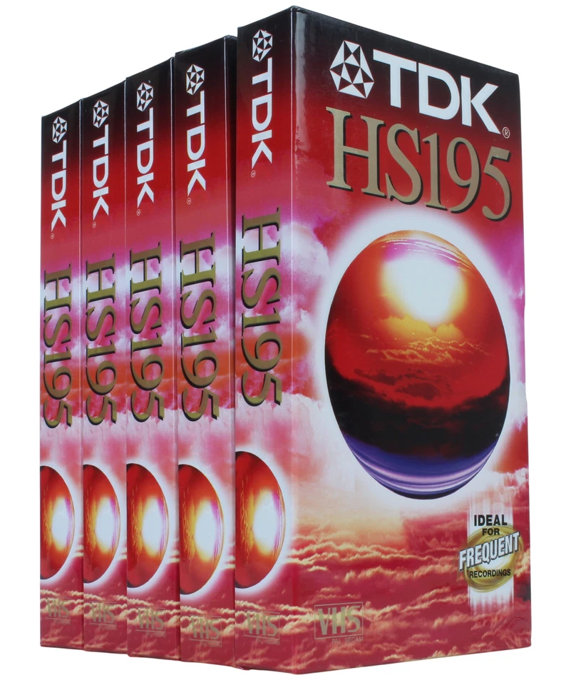 TDK Lot 5 Cassette VHS Premium 195min pour magnétoscope NEUVE Vierge (Réf#V-820)