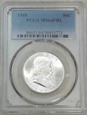 1948 P Franklin Half Dollar PCGS MS64FBL Frosty Just Graded New Holder #U236H