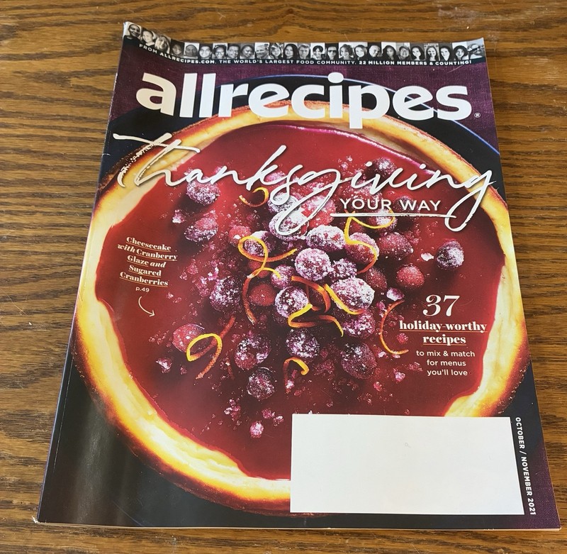 “all recipes” Magazine 2021 October/November Thanksgiving Your Way Like New