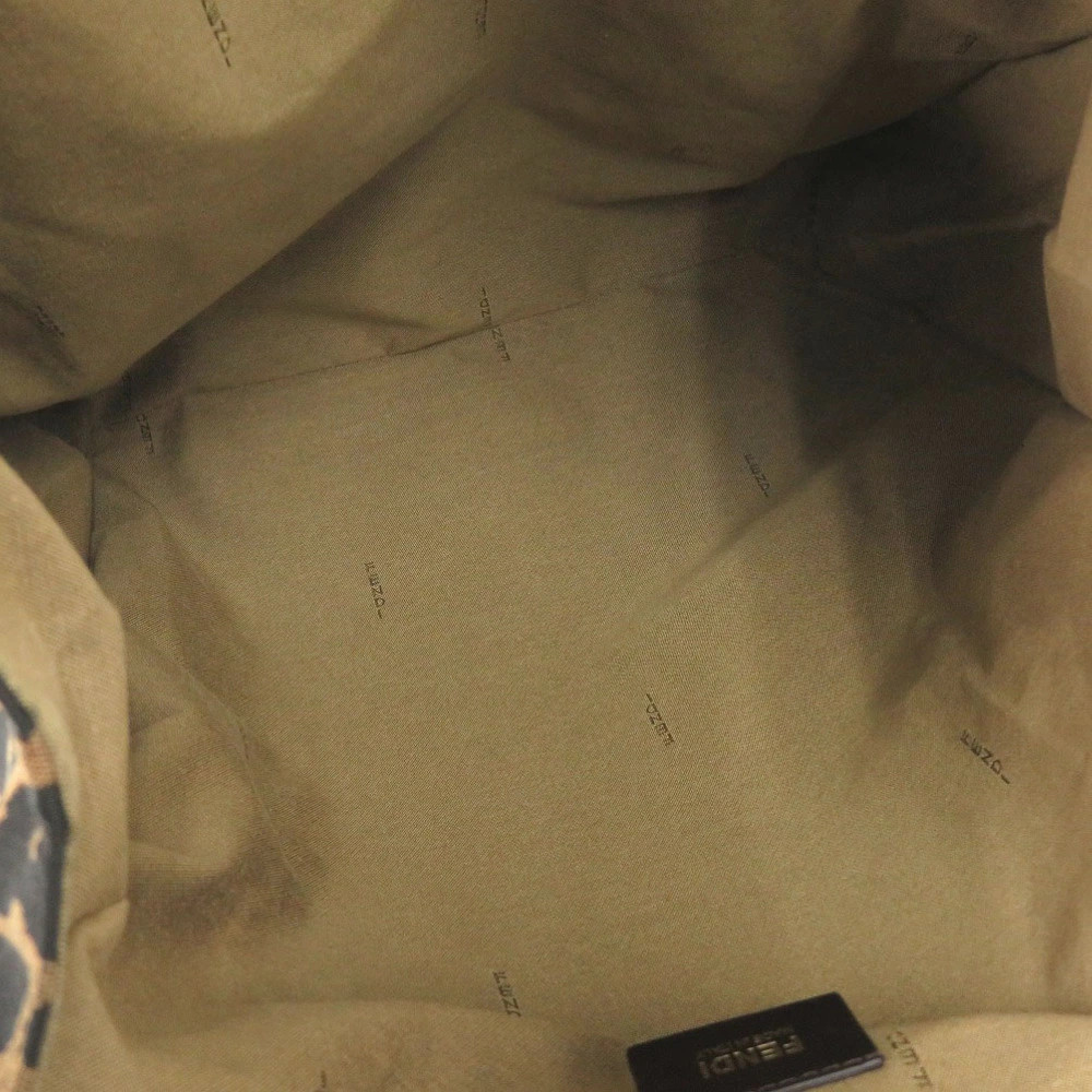 FENDI Leopard Pattern Canvas Leather Brown Tote B… - image 6