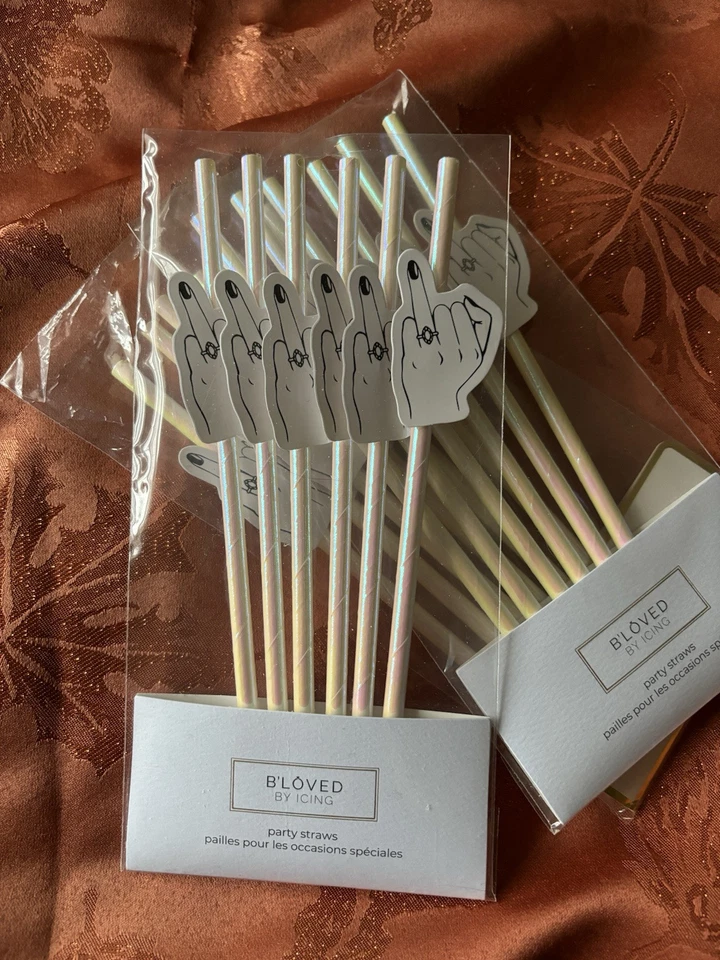 Bachelorette “Engaged” Ring Finger 18 Paper Party Straws NWT - Image 3 of 4