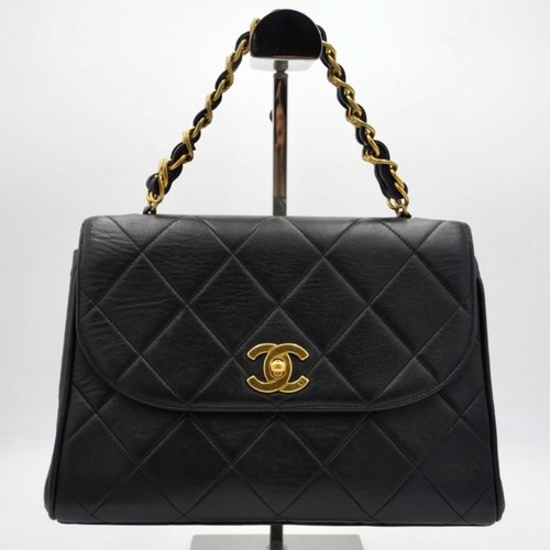 CHANEL (CHANEL) Matelass Round Flap Vintage Chain Handbag Shoulder Bag Lambskin