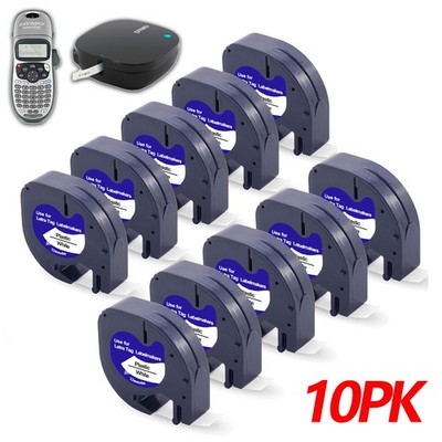 10PK Dymo Letratag Refill White Plastic for Dymo Label Maker LT-100T 100H 12mm