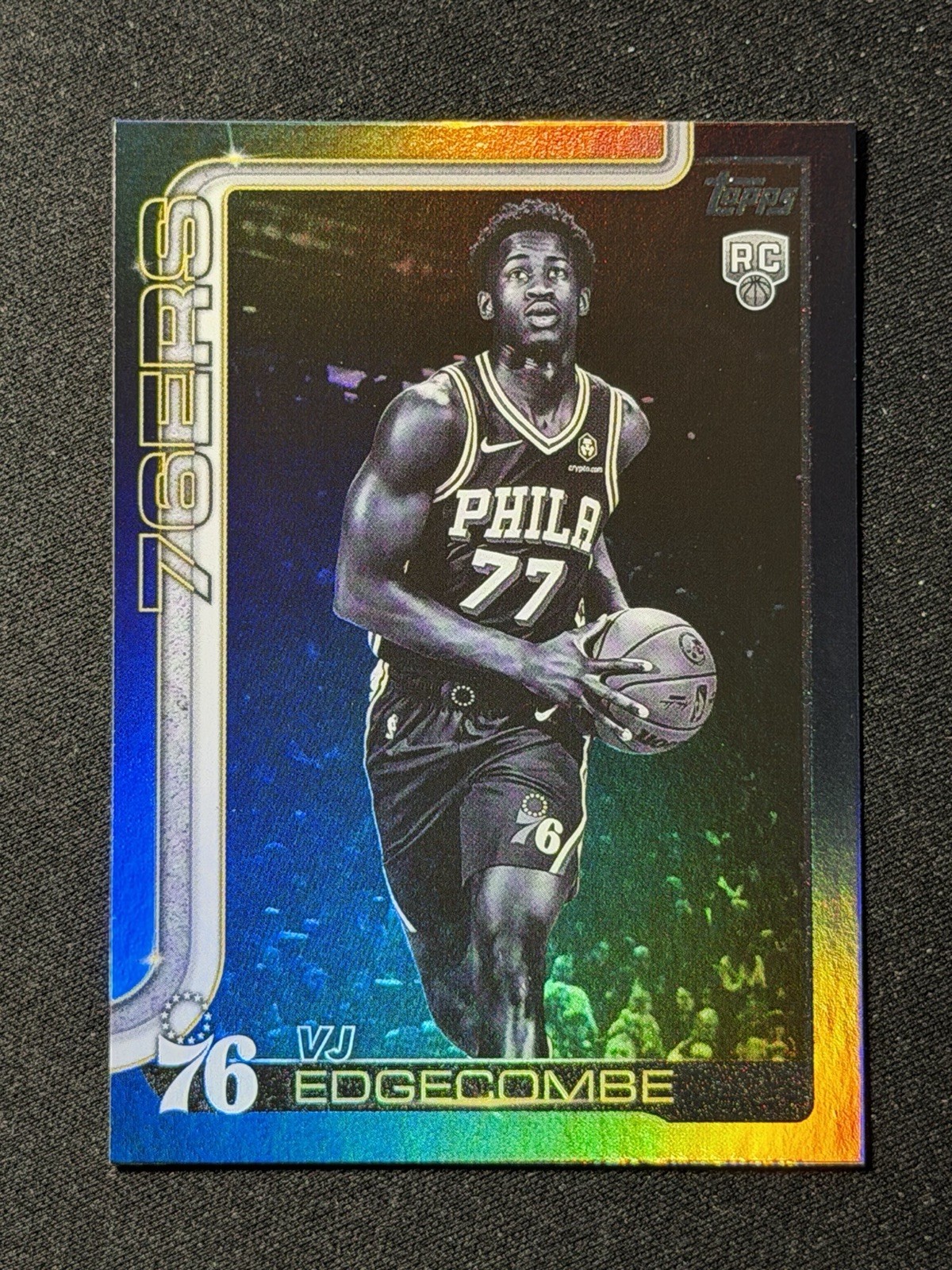 VJ Edgecombe 2025-26 Topps Flagship Blackout RC #203 Phildelphia 76ers Rookie