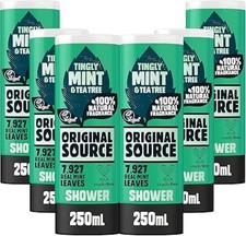 Mint Tea Tree Shower Gel 6x250ml - Refreshing & Invigorating Body Wash, Vegan Fr 6.15 per litre