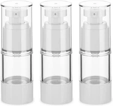 0.5OZ/15ML Clear Airless Pump Bottles, Lotion 0.5oz / 15ml (3 pcs), 