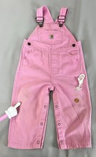 Carhartt Pink Overalls Girls Size 18m Canvas Bibs Cotton Snap Legs